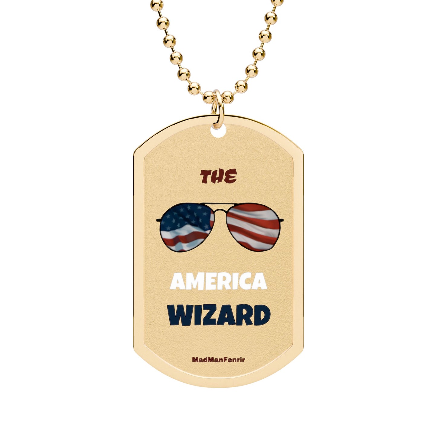 The America Wizard Glasses & Flag Dog Tag