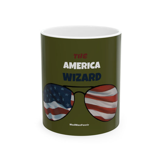 The AMERICA WIZARD Glasses & Flag Mug
