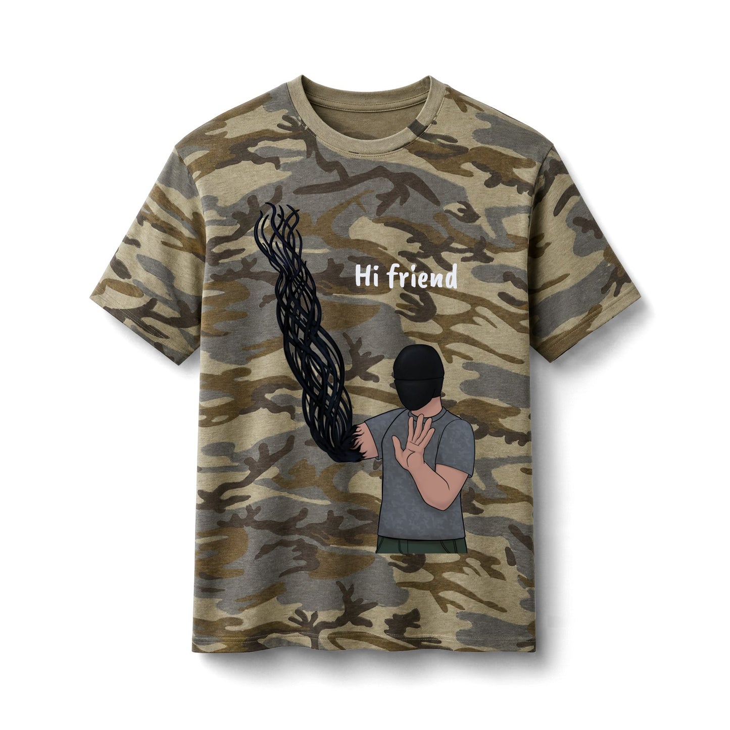 Muffles Hi Friend Cotton Camo Tee