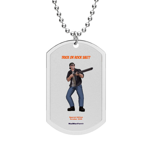 Trick or Rock Salt? Dog Tag with Chain