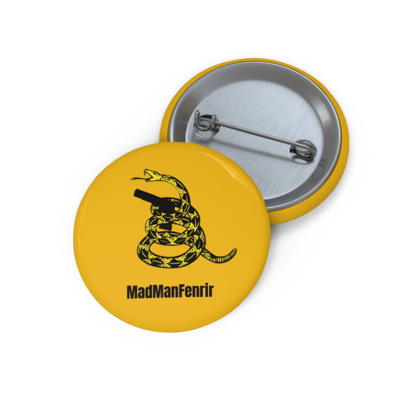 Don't Tread I'll Cast Magus Dumpus Drawn Snake & Gun Pin